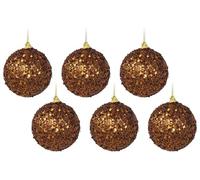 Bronze Star Christmas Tree Baubles - Glitter Encrusted - Set of 6