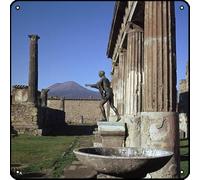 Bronze Statue at Temple of Apollo in Pompeii,1st Century Vintage Metal Square Tin Sign Movie 12x12 Inch Funny plaques Coffee Club Pub Man Cave Bar Cafe Garage Kitchen Wall Retro Art Decor rectangle