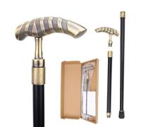 Bronze Three-Stripe Metal Walking Cane - British Style Stylish Detachable Stick for All, Cosplay, Gift & Collection