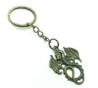 Bronze Tone Alloy Winged Dragon Keyring G.O.T Fantasy Keychain