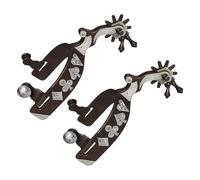 Bronze Western Spurs Features German Silver Accent Vintage Equestrians Equipment For Horse Horsemanship Enthusiasts Decorative Metal Plates Horse Spurs