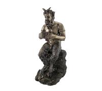 Bronzed Finish Pan Playing Flute Statue Greek Mythology Faun