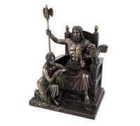 Bronzed Zeus and Hera at the Throne Statue with Colored Accents