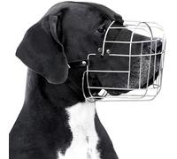 BRONZEDOG Dog Muzzle Adjustable Durable Metal Wire Basket for Large and Extra Large Dogs with Leather Straps Breathable, Drinkable, Training, Prevents Biting