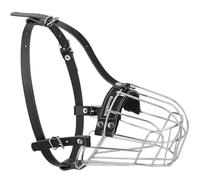 BRONZEDOG Dog Muzzle Adjustable Durable PVC Wire Basket for Large and Extra Large Dogs with Leather Straps Breathable, Drinkable, Training, Prevents Biting (Stainless Steel, German Shepherd, Large)