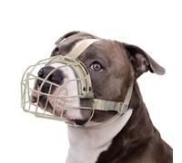 BRONZEDOG Dog Muzzle for Pitbulls Metal Wire Basket Amstaff Mask for Medium Large Dogs (Gray)