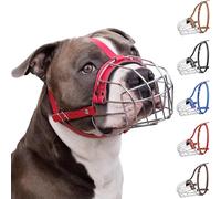 BRONZEDOG Pitbull Dog Muzzle Breathable Metal Basket for Large Dogs Amstaff Staffordshire Terrier Biting Chewing Barking (Pink)