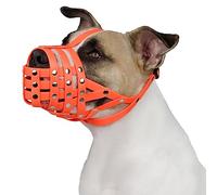 BRONZEDOG Pitbull Dog Muzzle Breathable Metal Basket for Large Dogs Amstaff Staffordshire Terrier Biting Chewing Barking (Orange)
