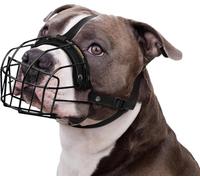 BRONZEDOG Pitbull Dog Muzzle Breathable Metal Basket for Large Dogs Amstaff Staffordshire Terrier Biting Chewing Barking (one size, Nylon Black)