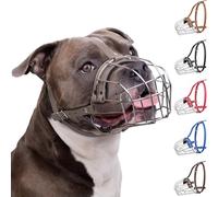 BRONZEDOG Pitbull Dog Muzzle Breathable Metal Basket for Large Dogs Amstaff Staffordshire Terrier Biting Chewing Barking (Gray)