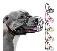 BRONZEDOG Pitbull Dog Muzzle Metal Mask Amstaff Wire Basket Pit Bull Adjustable Leather Straps for Large Dogs (Graphite Metal)