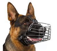 BRONZEDOG Wire Dog Muzzle German Shepherd for Medium Large Dogs Adjustable Durable Metal Basket for Biting Chewing Barking (M)