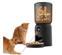 BrooBirder 6L Automatic Cat Feeder, Dual Camera PTZ 1080P HD Night Vision, 2-Way Audio, WIFI App Control Food Dispenser, Slow Feed Mode LED-Toy Battery-Backup, Matte black