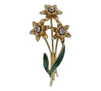 Brooch Boutique Gold Plated with Enamel Triple Daffodil Brooch St. David's Day