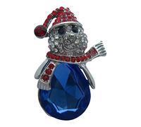Brooch Boutique Silver Sapphire Jewelled Jolly Snowman Brooch Christmas Brooch Festive Brooch Holidays