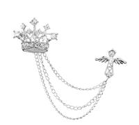 Brooch for Men Suit Crown Tassel Chain Brooch Pink Crystal Cross Crown Badge Vintage Corsage Lapel Pin Badge Coat Suit Collar Accessories Brooch, Metal, crystal