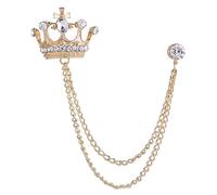 Brooch for Men Suit Crown Tassel Chain Brooch Pink Crystal Cross Crown Badge Vintage Corsage Lapel Pin Badge Coat Suit Collar Accessories Brooch, Metal, crystal