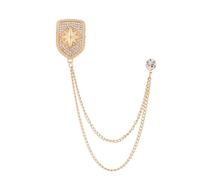Brooch Lapel Pin for Men 3Pcs Crystal Crown Brooch Star Tassel Chain Rhinestone Lapel Pins Men's Shirt Suit Collar Wedding Party Badge Accessories(Color2)
