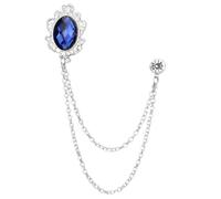 Brooch Lapel Pin for Men 8Pcs Crystal Tassel Chain Brooches Personality Suit Badge Dress Corsage Brooch Jewelry Luxury Men Accessories(Sliver Blue)