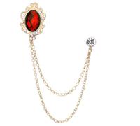 Brooch Lapel Pin for Men 8Pcs Crystal Tassel Chain Brooches Personality Suit Badge Dress Corsage Brooch Jewelry Luxury Men Accessories(Gold Red)