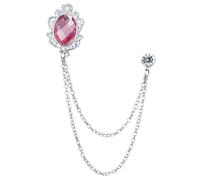 Brooch Lapel Pin for Men 8Pcs Crystal Tassel Chain Brooches Personality Suit Badge Dress Corsage Brooch Jewelry Luxury Men Accessories(Sliver Pink)