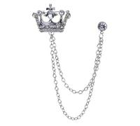Brooch Lapel Pin for Men 8Pcs Korean British Style Chain Crown Brooch Suit Tassel Chain Lapel Pin Badge Retro Men Accessories Wedding Banquet Jewelry Gift(Silver)
