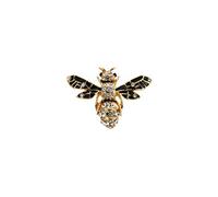 Brooch Lapel Pin for Men Black and Gold Bee with Stone Detailing Badge Coat Suit Wedding Gift Party Shirt Collar Accessories