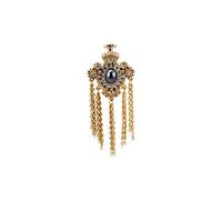 Brooch Lapel Pin for Men Crowned Blue Stone with Stone and Hanging Chain Detailing Lapel Pin Badge Coat Suit Wedding Gift Party Shirt Collar Accessories