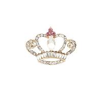 Brooch Lapel Pin for Men Gold Crown With White Stones And Pink Crown Stones Lapel Pin Badge Coat Suit Wedding Gift Party Shirt Collar Accessories,KN23