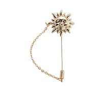 Brooch Lapel Pin for Men Gold Sun with Hanging Tassel Lapel Pin Badge Coat Suit Wedding Gift Party Shirt Collar Accessories