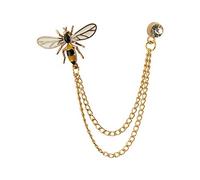 Brooch Lapel Pin for Men Honey Bee with Hanging Chain Lapel Pin Badge Coat Suit Wedding Gift Party Shirt Collar Accessories