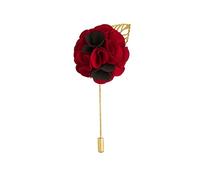 Brooch Lapel Pin for Men Maroon and Brown Bunch Flower with Golden Leaf Lapel Pin Badge Coat Suit Wedding Gift Party Shirt Collar Accessories Multi
