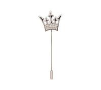 Brooch Lapel Pin for Men Men's Silver King Queen Crown Lapel Stick Pin Badge Suit Collar Brooch