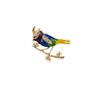 Brooch Lapel Pin for Men Multicolour Sparrow Bird with Gold and Stone Detailing Lapel Pin Badge Coat Suit Wedding Gift Party Shirt Collar Accessories