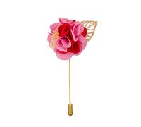 Brooch Lapel Pin for Men Pink Red White Bunch Flower Golden Leaf Lapel Pin Badge Coat Suit Wedding Gift Party Shirt Collar Accessories