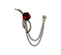 Brooch Lapel Pin for Men Red and Black Rose with Silver Bow Ribbon Detailing Lapel Pin Badge Coat Suit Wedding Gift Party Shirt Collar Accessories