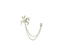 Brooch Lapel Pin for Men Silver Unicorn Horse With Stone And Hanging Tassel Chain Collar Pin Brooch