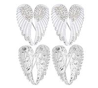 Brooch Pin ,4Pcs Guardian Angel Pin Diamond Angel Wing Pattern Cute Fashion Lapel Pin Coat Badges Accessory (White)