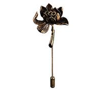 brooch pin， Ancient Personality Lotus Flower Brooch Shirt Lapel Pin Suit Corsage Long Needle Pins and Brooches for Women and Men Accessories(Antique Silver Plated)