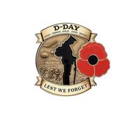 Brooch Pin For Women D Day 80th Anniversary Commemorative Badge D Day Commemorative Badge 80th Anniversary Honour The Heroes Of Unwavering Courage Buttonhole Pins (Gold, 3cm)