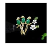 Brooch Pin for Women Little Birds Brooches Chalcedony Bird Brooch Pins Temperament Clothing Accessories Women Suits Dress Banquet Brooch Gift (Green) Christmas Brooches