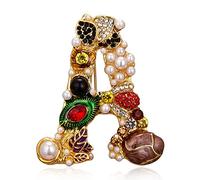 Brooch Pin for Women Pearl Letter Brooch Initial Alphabet Rhinestone Brooches for Women Engagement Wedding Dress Jewelry Anniversary Accessories Christmas Brooches (Color : Small)