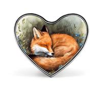 Brooch Pin Lapel Pins Heart Pin Women Brooch Pins for Hat Bag Suit Tie Wedding Birthday A Sleeping Fox Printed Valentine Pin, Love form, Aluminum, aluminum alloy