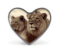 Brooch Pin Lapel Pins Heart Pin Women Brooch Pins for Hat Bag Suit Tie Wedding Birthday A Sleeping Fox Printed Valentine Pin, Love form, Aluminum, aluminum alloy