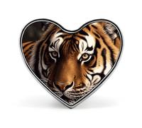 Brooch Pin Lapel Pins Heart Pin Women Brooch Pins for Hat Bag Suit Tie Wedding Birthday Bengal Tiger Printed Valentine Pin, Love form, Aluminum, aluminum alloy