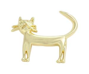 Brooch Pin Women Metallic Alloy Raised Tail, Gold