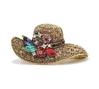 Brooch Pins,Animal Brooch,Rhinestone Brooch,Vintage Fashion Antique Gold Color Rhinestone Hat Brooches For Women Wedding Corsage Accessoripins(Color:Gold)