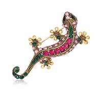 Brooch Pins for Women, Enamel Crystal Animal Insect Pin Lapel Pin Large Safety Pin (Lizard)