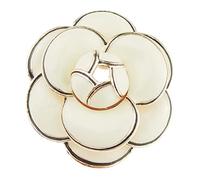 brooch pins for women,Ladies Mens Rose Layered Enamel Camellia Flower Lapel Brooch (Color : Black) (Color : Cream)