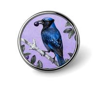 Brooch Pins Metal Blue Jay with Bilberries Lapel Pins Decorative Badge Button Cool Hats Bags Backpacks Suits Shirts Scarves Pin Cool Jewelry Charms Clothing Accessories Men Women Gift